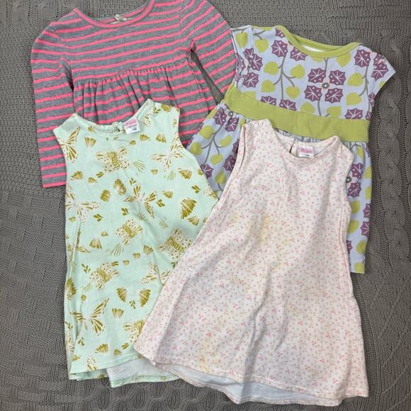 Set of Four Girls' Dresses in Various Patterns ~ Ricrac & Ruffles Peek Tea C - Picture 1 of 11